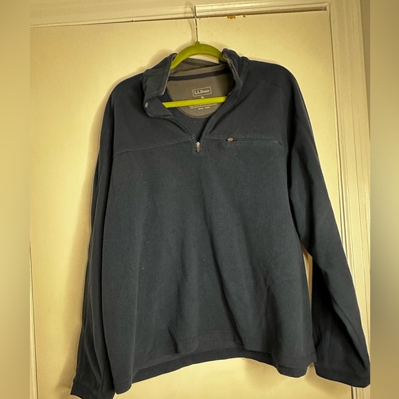 LL Bean 1/4 Zip Polar Fleece Pullover Jacket Men's XL Navy Blue. Soft Zip Pocket - Picture 1 of 11